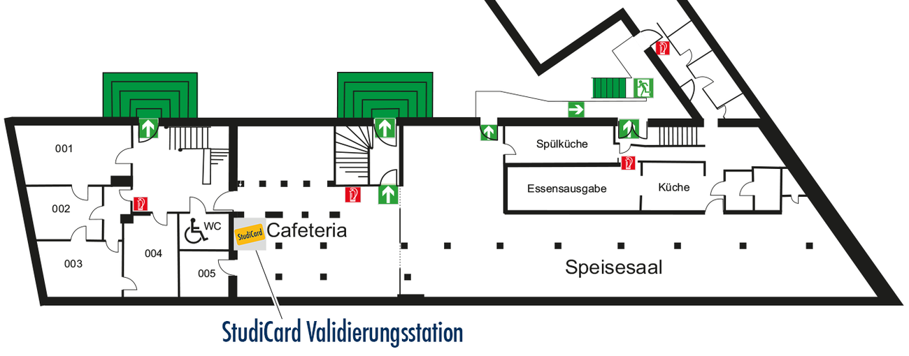 Gebäudeplan Erdgeschoss CI1 des Campus Innenstadt