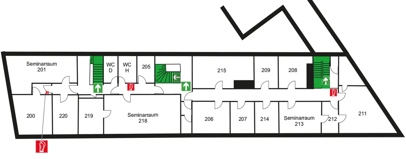Gebäudeplan zweites Obergeschoss CI1 des Campus Innenstadt